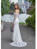 Off Shoulder Ivory Glitter Lace Boho Beach Wedding Dress